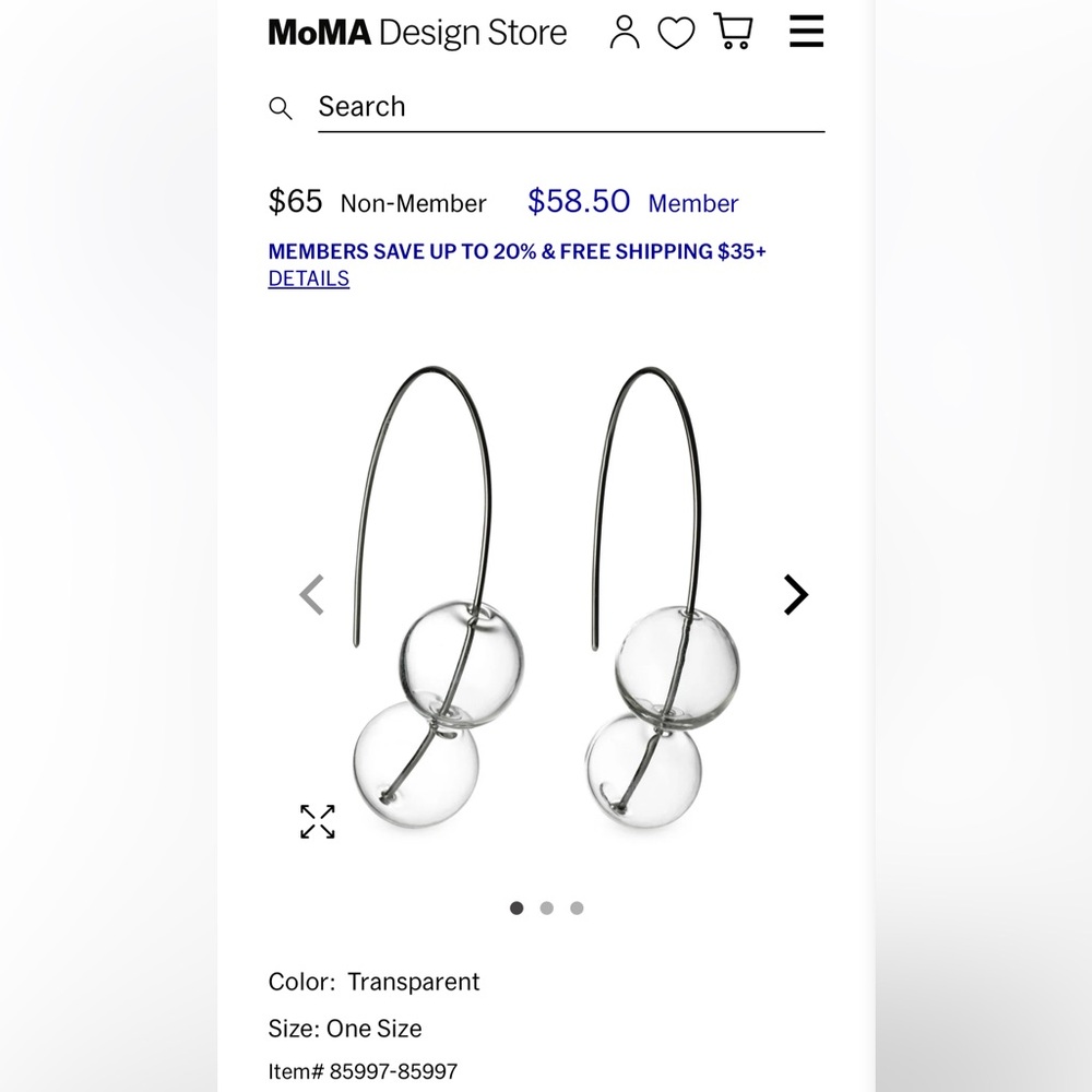 SOLD Glass ball earrings MOMA store